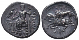 Cilicia, Satraps. Mazaios AR Stater. Tarsos, 361-334. Baaltars seated three-quarter l., holding sceptre and eagle / Lion attacking l., bringing down b...