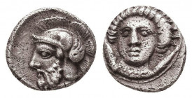 Greek AR Silver Obol, Ca. 350-300 BC. 
Condition: Very Fine

Weight: 0.7 gr
Diameter: 8 mm