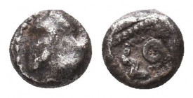 Greek AR Silver Obol, Ca. 350-300 BC. 
Condition: Very Fine

Weight: 0.3 gr
Diameter: 5 mm
