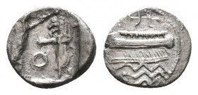 Greek AR Silver Obol, Ca. 350-300 BC. 
Condition: Very Fine

Weight: 0.6 gr
Diameter: 10 mm