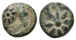 Uncertain Bosporus and Pontus. AE12 (1.94 g), c. 130-100 BC.
Obv. Comet.
Rev. Horse's head with star below.
SNG British Museum, Black Sea 984;
Con...