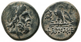 PONTOS. Pharnakeia. Ae (Circa 85-65 BC). Time of Mithradates VI Eupator.
Obv: Laureate head of Zeus right.
Rev: ΦΑΡΝΑΚΕΙΑΣ.
Eagle standing left on ...