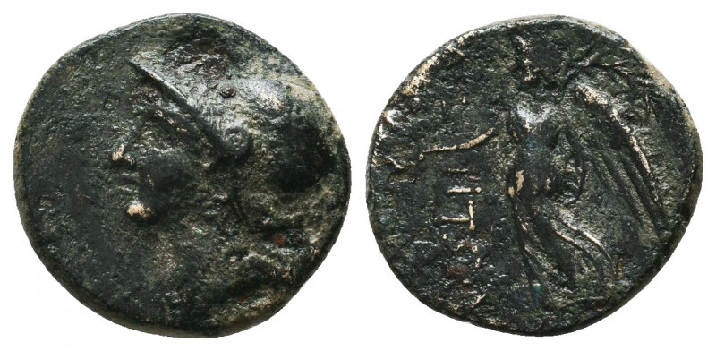 PAMPHYLIA. Side. Ae (3rd/2nd centuries BC).
Obv: Helmeted head of Athena right....