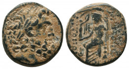 SELEUKID KINGS of SYRIA. 2nd to 1st Century BC. Ae.
Condition: Very Fine

Weight: 7.3 gr
Diameter: 18 mm