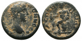 Commodus (177-192). Pamphylia, Aspendos, c. 191-192. Æ . Laureate head r. R/ Hermes seated on rock l., holding purse and caduceus. SNG von Aulock 4588...
