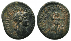 PHRYGIA. Acmoneia. Agrippina Junior, 15-59, struck under Nero, magistrate Lucius Servenius Capito, 54-68. ΑΓΡΙΠΠΙΝΑΝ ΣΕΒΑΣΤΗΝ Draped bust of Agrippina...