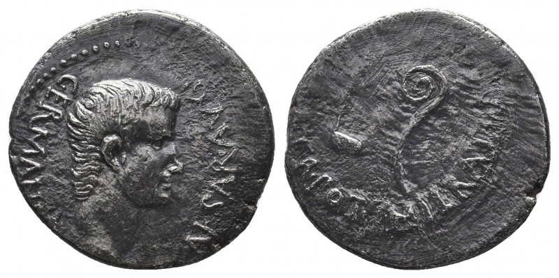 Caligula, 37-41. AR drachm. Caesarea, Cappadocia, dated AD 37-38. C CAESAR AVG G...