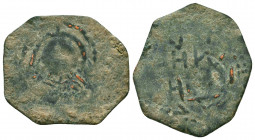 ISLAMIC. Anatolia & al-Jazira (Post-Seljuk). Danishmendids. Amir Ghazi (AH 497-528 / 1104-1134). Ae Dirham.
Obv: IC - XC.
Nimbate and beardless bust...