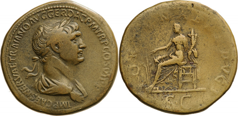 ROMAN EMPIRE
Trajan (98-117 ), AE Sestertius, Rome, about 113-114.
IMP CAES NE...