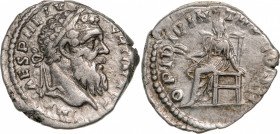 ROMAN EMPIRE
Pertinax (192 - 193), AR Denar (2.6g), Rome
IMP CAES P HELV PERTIN AVG Laureate head right / OPI DIVIN TRP COS II Opus seated left, hol...