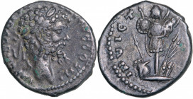 ROMAN EMPIRE
Septimius Severus (193-211), AR Denarius (3,35g), Emesa
 IMP CAE L SEP SEV PERT AVG COS II Laureate head right/ INVICTO IMP Trophy of a...