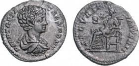 ROMAN EMPIRE
Geta (198-209 AD), AR Denarius (2.82g), struck 200-202 AD, Rome
P SEPT GETA CAES PONT, draped and cuirassed bust right / SECVRIT IMPERI...