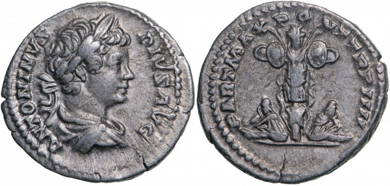ROMAN EMPIRE
Caracalla (198-217 AD), AR Denarius (3.03g), struck 201 AD, Rome
...
