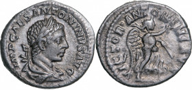 ROMAN EMPIRE
Elagabal (218-222 AD), AR Denarius (2.85g), struck 219 AD, Rome
IMP CAES ANTONINVS AVG, laureate and draped bust right / VICTOR ANTONIN...