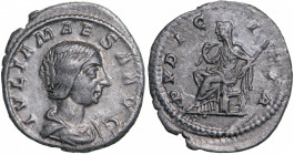 ROMAN EMPIRE
Julia Maesa (218-224 AD), AR Denarius (2,5g), Rome
IVLIA MAESA AVG, draped bust right / PVDICITIA, Pudicitia seated left holding scepte...