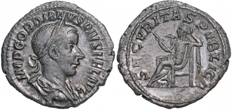 ROMAN EMPIRE
Gordian III. (238 -244 AD), AR Denarius (2.8g), struck 241 AD, Rom...