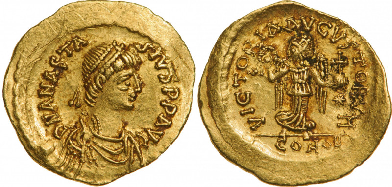 BYZANTINE EMPIRE
Anastasius I (491-518), Tremissis Gold (1.49) g, Constantinopo...