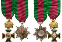 AUSTRIA
The Royal Hungarian high Chivalric Order of St. Stephen,
A miniature Grand Cross group of the Order: gilt, green enameled cross, red enamele...