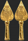 AUSTRIA
A cavalry standard’s staff lance
A cavalry standard’s staff lance leaf-shaped, fire-gilt bronze, with the imperial eagle engraved on both si...