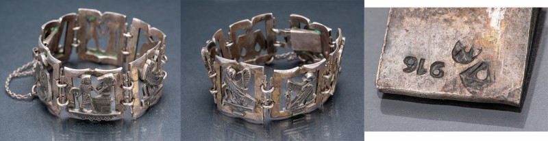 BALKANS
Antique style rigid link silver bracelet
Scenes from Egypt - Weight 61...