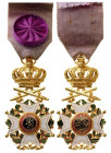BELGIUM
ORDER OF LEOPOLD
Officer's Cross, 4th Class, 2nd Type Military, instituted in 1832. Breast Badge, 78x40 mm, gilt Bronze, both central medall...