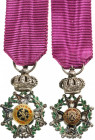 BELGIUM
ORDER OF LEOPOLD
Knight's Cross Miniature, 5th Class, instituted in 1832. Breast Badge, 24x15 mm, GOLD, Brilliants and Silver, both central ...