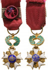 BELGIUM
ORDER OF THE CROWN 
Commander's Cross Miniature, 3rd Class, instituted in 1897. Breast Badge, 25x14 mm, gilt Silver, hallmarked "800", both ...