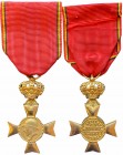 BELGIUM
Cross of the Veterans of King Albert I (1909-1934)
Breast Badge, 48x32 mm, original suspension device and ribbon. I
Estimate: EUR 75 - 150