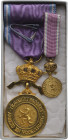 BELGIUM
LABOUR MEDAL
Breast Badge, 58x32 mm, gilt Bronze, original suspension crown, ring and ribbon, in case of issue with miniature and 2 lapel ba...