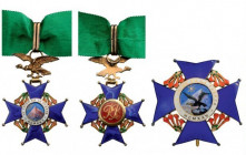 BOLIVIA
NATIONAL ORDER OF THE CONDOR OF THE ANDES
Grand Officer`s Set. Neck Badge, 60 mm, gilt Bronze, obverse enameled, central medallion silvered ...