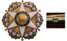 BRAZIL
ORDER OF THE ROSE
Commander's Star, instituted in 1929. Breast Star, 60 mm, Silver and Gold, hallmarked, center medalion gold, enameled, reve...
