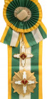 BRAZIL
Order of State Merit
Grand Cross Set. Sash Badge, 66x56 mm, gilt Bronze, one side enameled, original suspension ring, loop and long complete ...