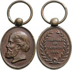 BRAZIL
Uruguay Campaign Medal for the troops, instituted in 1864
Breast Badge, 22x19.5 mm, patinated Bronze, obverse Pedro II to the left, the rever...