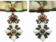 BULGARIA
ORDER OF CIVIL MERIT, 1891
3rd Class Cross (Commander), 2nd Type (with Imperial Crown), instituted in 1891. Neck Badge, 85x55 mm, gilt Silv...