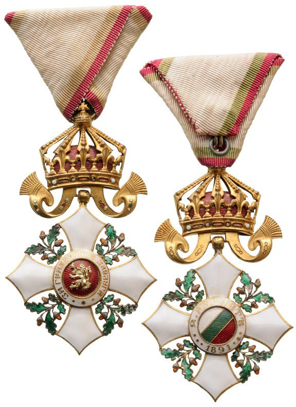BULGARIA
ORDER OF CIVIL MERIT, 1891
4th Class Cross (Officer), 4th Type, Repub...