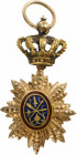 CAMBODIA
ROYAL ORDER OF CAMBODIA
Officer's Cross Miniature, 4th Class, instituted in 1864. Breast Badge, 21x12 mm, GOLD, entirely repierced, central...