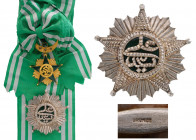 COMOROS ISLANDS
ORDER OF THE STAR OF COMOROS
Grand Cross Set, instituted in 1884. Breast Badge, 80x60 mm, gilt Silver, enameled, original crescent s...