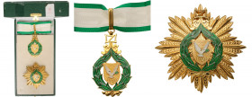 CYRUS
Order of Merit of the Republic of Cyprus 
A Grand Officer’s set of the Order: badge of the order in gilt, 80x48 mm, in the form of a green ena...