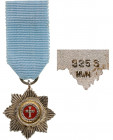 DENMARK
The Order of the Elephant
A Miniature of the breast star of the order, 22 mm, Silver, with enameled centre; smooth reverse,struck with “800”...