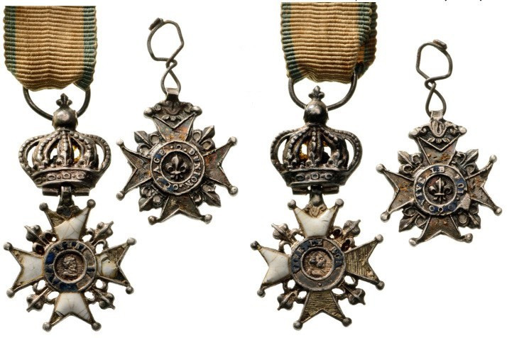 FRANCE
DECORATION OF THE LILY, instituted in 1814
Lot of 2 Breast Badges, Silv...