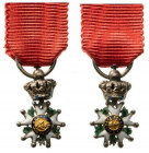 FRANCE
ORDER OF THE LEGION OF HONOR
Knight`s Cross Miniature, July Monarchy (1830-1848). Breast Badge, Silver, 9 mm, enameled (small cracks in the e...