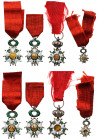 FRANCE
Lot of 4 ORDER OF THE LEGION OF HONOR
Knight`s Crosses, 3rd Republic (1870-1940), (2); Knight`s Cross Miniature, 3rd Republic, 5th Class; Kni...