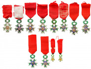 FRANCE
 Lot of 6 ORDER OF THE LEGION OF HONOR
Knight`s Crosses, 4th Republic instituted in 1951, 5th Class and miniature Officer`s Cross. Breast Bad...