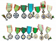 FRANCE
Lot of 10 ORDER OF AGRICULTURAL MERIT
Officer`s Crosses and Knight`s Crosses (7), Miniatures (3) instituted in 1883. Breast Badges, Silver pa...