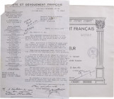 FRANCE
Lot of 4 Documents belonging to Mr. Bernard Blacotte
Order of Merit and Loyalty, Commander`s Cross with letter from the Secretariate of the O...