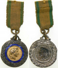 FRANCE
Military Medal, 3rd Republic. 
Breast Badge, 16 mm, partially gilt white Metal, both central medallions gilt, enameled, original suspension r...