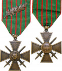 FRANCE
War Cross 1914-1915, instituted in 1915
Breast Badge, 32 mm, Bronze, original suspension ring and ribbon with one palm. I 
Estimate: EUR 60 ...