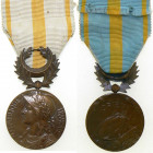 FRANCE
Orient Medal
Breast Badge, 32 mm, Bronze, original suspension device and ribbon. Rare! I R! 
Estimate: EUR 100 - 200