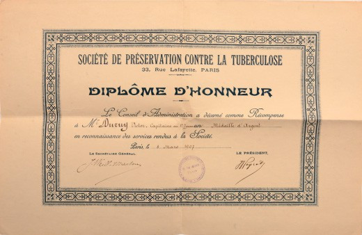 FRANCE
Diploma 
Diploma for a Silver Medal of Honor of the Society of Preserva...