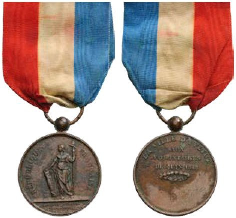 FRANCE
City of Yvetot Medal for the June 1848 Volunteers, instituted in 1848
B...